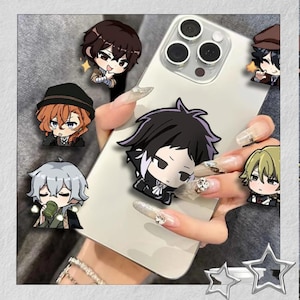 Bungo Stray Dogs Phone Pop Socket, Dazai Chuuya Atsushi, Black White Options, Anime Grip Stand Gift