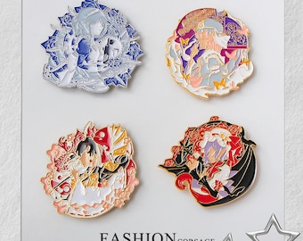 Juego de pines metálicos de Touhou Project, ~60 x 55 mm, Sakuya, Yuyuko, Remilia, Hakurei, decoración de bolso Ita, regalo para fans