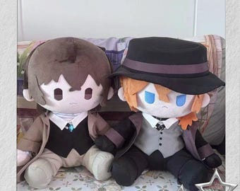 Bungo Stray Dogs 40cm Plush Doll, Large Sitting Pose, Osamu Dazai, Chūya Nakahara, Anime Pillow Gift for Fans