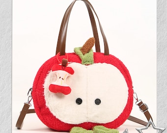 Apple Tote Bag | Granny Square Bag | Crochet Apple Keychain | Bag