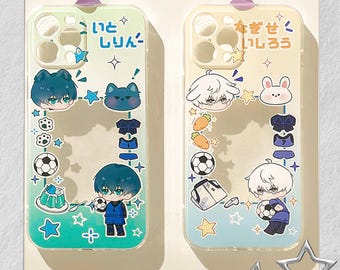 Funda transparente para teléfono Blue Lock versión Q, compatible con iPhone y Samsung, 7 personajes, regalo para fans del anime.