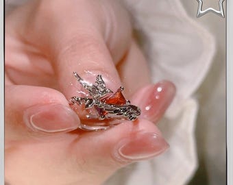 Anillo Sylus de Amor y Espacio Profundo - Crow S925 Joyería Otome Minimalista Ajustable de Plata 恋と深空