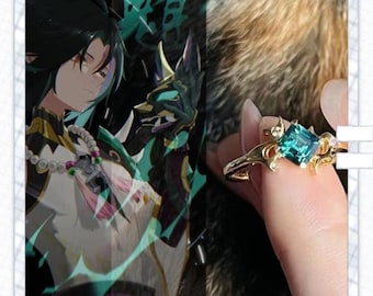 Genshin Xiao-afgeleide ring | Legering verstelbare waaiercollectie sieraden
