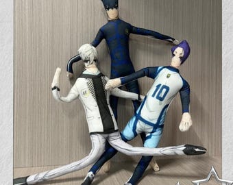 Blue Lock Juego de muñecas de estructura metálica abstracta de 28 cm, 6 personajes, exhibición artística hecha por fanáticos, dibujos animados japoneses ブルーロック