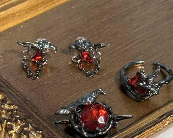 Sylus Crow Jewelry Set Love and Deep Space Sylus Crow Brooch Crow Ring Earrings Handmade Accessories,サイラス 恋与深空 .