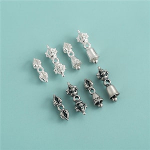 S925 sterling silver Thai silver Tibetan accessories Vajra pestle Vajra bell bead diaphragm DIY braided rope bracelet necklace loose bead je