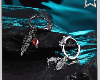 Pendientes con la impresión de amor y espacio profundo, pendientes colgantes de circonitas con rombos y plumas, joyería Otome