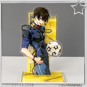 Support à plusieurs niveaux en acrylique Blue Lock, 9,5 x 5,5 x 16 cm, 105 g, centre de table, cadeau anime