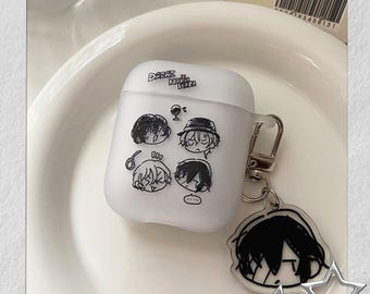 Bungo Stray Dogs Cute AirPods Pro Case, Compatible 1/2/3/4 Gen, Silicone Matte Translucent, Anime Fan Gift