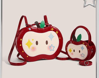 Sac cabas Love and Deepspace Caleb Apple, cuir PU rouge brodé, sac Ita à bandoulière réglable