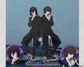 Bungo Stray Dogs Dazai Fyodor, 58mm Badge & 17cm Stand, High-Quality Anime Collectible Merch