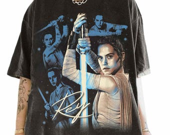 Disney Star Wars Rey T-shirt, T-shirt Jedi Lightsaber Portrait, vintage heldin grafisch shirt, Galaxy's Edge Gift, Disneyland Matching Trip-T-shirt