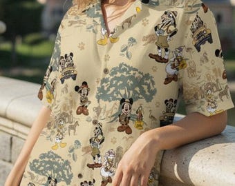 Disney Animal Kingdom Safari Mode Mickey And Friends Hawaiian Shirt, Mickey And Friend Aloha Adventure Shirt, Disney Summer Beach Shirt