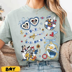 Vintage Disney Cruise Line Locket Heart Coquette Bow T-shirt, Mickey And Friends Sailor Watercolor Shirt, Disney Cruise Family Trip 2025 Tee