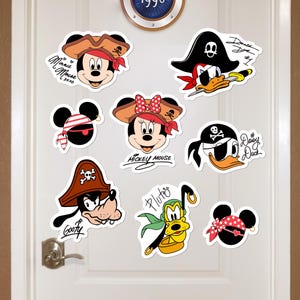 Disney Cruise Door Pirate Mickey & Friends Magnet, Minnie, Goofy, Donald, Daisy Signature Crew Magnet, Vintage Disney Pirate Gift For Fans
