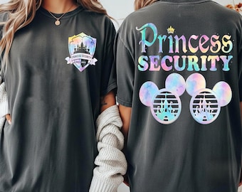 Two Sided Custom Princess Security Team Watercolor T-Shirt, Disney Girl Dad Shirt, Magic Kingdom Castle Tee, Father's Day 2026 Gift