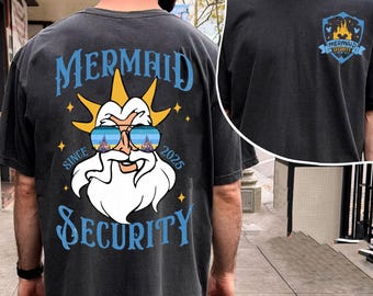 Camiseta de seguridad personalizada de dos caras del Rey Tritón Sirena, camiseta Disney para papá primerizo, camiseta de La Sirenita, regalo Disney para el Día del Padre, regalo para papá