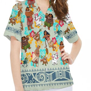 Floral Moana Maui Hawaii Shirt, Disney Pua Heihei Vacation Button Up Shirt, Disneyworld Disneyland Family Trip Matching Outfit