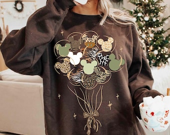 Tshirt ballon rétro Mickey léopard, chemise Disney Animal Kingdom, t-shirt safari Disney, chemise coquette léopard noeud, tenues Disney pour voyage en famille