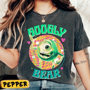 Disney Pixar Monsters University Googly Bear Shirt, Mike Wazowski Retro Tee, Funky Groovy Monster Design, Disneyland Trip Matching Tee 2025