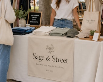 Custom Logo Table Runner for Craft Fair, Personalized Business Table Runner with Logo, Vendor Event Display Banner, Pop Up Shop Decor