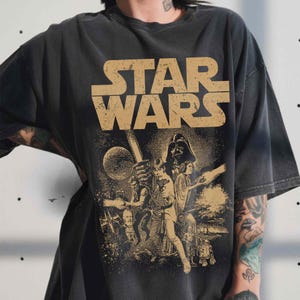 Star Wars A New Hope T-Shirt, Vintage Cast Poster With Darth Vader Luke Leia Han Solo Tee,  Star Wars Day 2025, Disney Trip Outfits