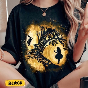 Disney Alice In Wonderland Silhouette Shirt, Vintage Fairytale Tree Tee, White Rabbit Princess Graphic Shirt, Disneyland Matching Trip