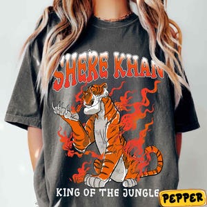Disney Shere Khan Villain Shirt, Jungle Book King of the Jungle Tee, Retro Flame Tiger Graphic Shirt, Disneyland Family Trip Matching Shirt