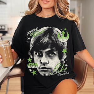 Disney Star Wars Luke Skywalker T-Shirt, Rebel Alliance Portrait Tee, Vintage Jedi Graphic Shirt, Galaxy’s Edge Gift, Disneyland Trip Tee