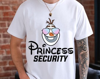 Maglietta di sicurezza Disney Olaf Princess, maglietta divertente abbinata per papà e figlia, Frozen Elsa Anna Guard, regalo per la festa del papà, viaggio a Disneyland 2026