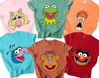 Custom Muppets Characters Big Face Portrait T-Shirt, Halloween Family Matching Shirt, Spooky Season Outfit, Disney Trick Or Treat Tee