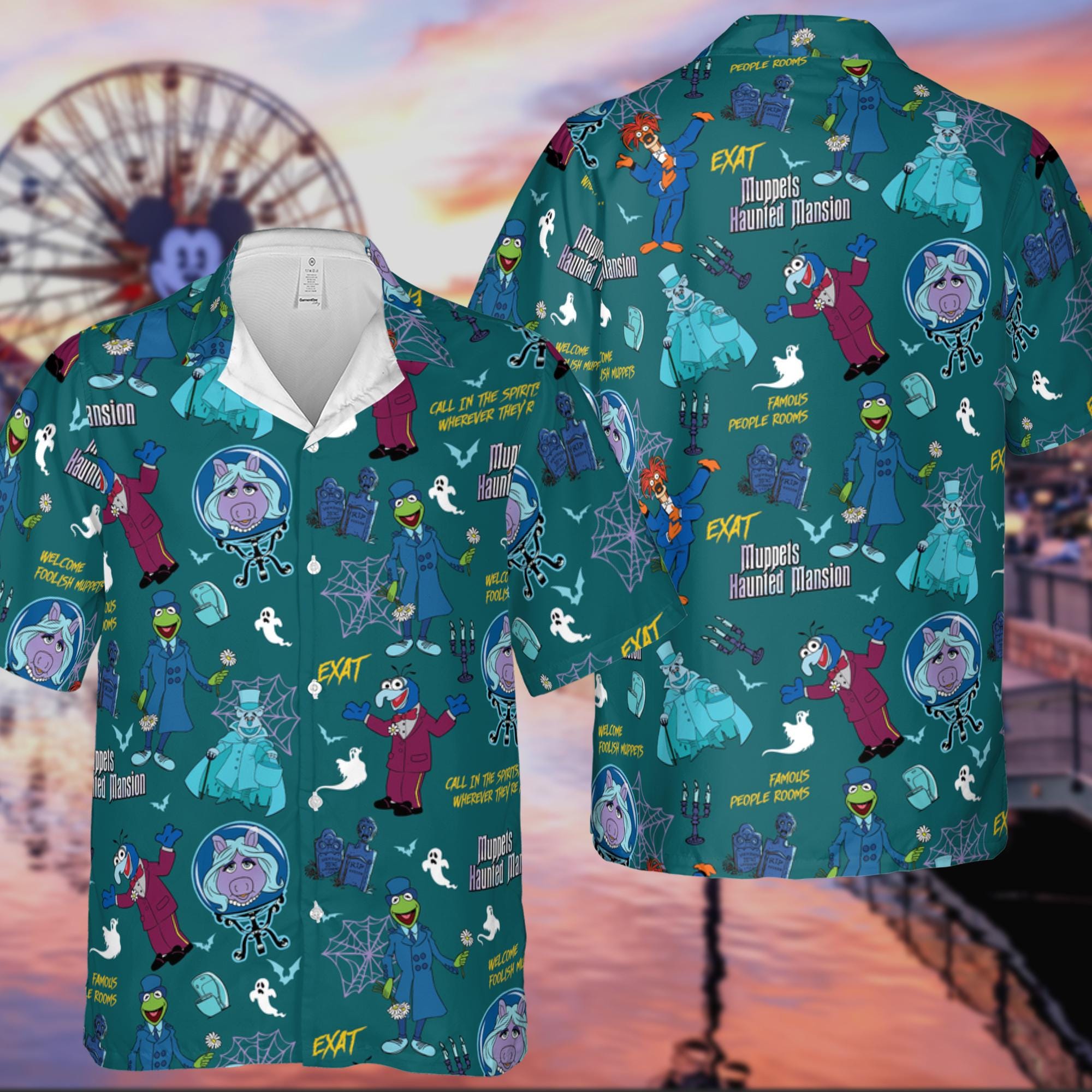 Discover Disney Muppets Haunted Mansion Hawaiian Shirt, Welcome Foolish Button Up Shirt, Muppets Call In The Spirits Halloween Shirt