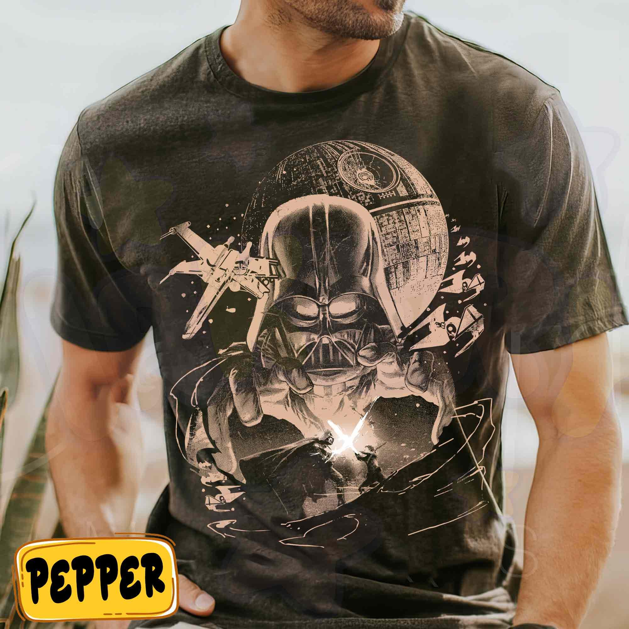 Darth Vader vs Luke T-Shirt, Eine neue Hoffnung Star Wars T-Shirt, Lichtschwert Duell Vintage T-Shirt, Death Star Schlacht, Galaxy's Edge Disney Trip Outfit
