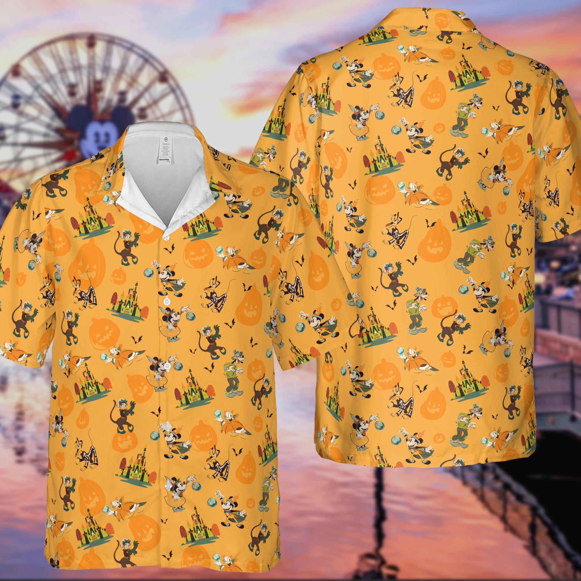 Discover Vintage Mickey And Friends Halloween Hawaiian Shirt, The Spookiest Place On Earth Aloha Shirt, Wdw Spooky Season Shirt, Disney Halloween Tee