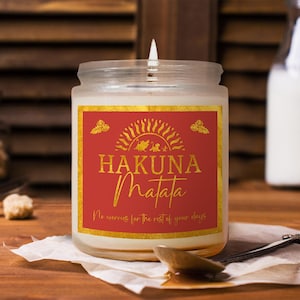 Hakuna Matata Scented Candle, Lion King Inspired Candle, Disney No Worries Candle, Simba Timon Pumbaa Home Decor, Disney Candle Gift