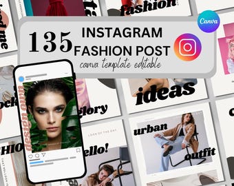 Editable Fashion Instagram Post Templates: Social Media Branding (Canva)