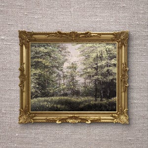 Wooded Meadow Landscape Print: Vintage Cottagecore Wall Art
