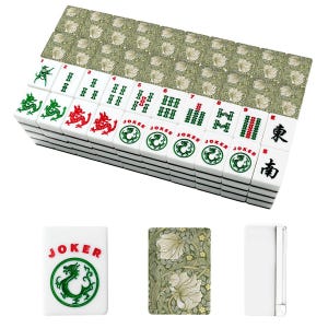 Amerikanische Mahjong Fliesen Set William Morris Pimpernel Muster Olive Dunkelgrün Bild 5