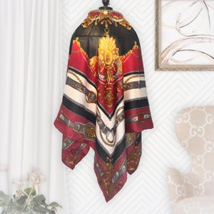 Handmade Lampshade Pure Silk Scarf Hanging or Standing Lamp Vintage Equestrian Theme Hand Sewn Lamp Shade