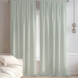 Cortinas opacas con rayas verde salvia, verde salvia oscuro y claro * Tejido de satén * Bolsillo para varilla * Panel individual o par 50&quot;x84&quot; / 50&quot;x96&quot;