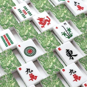American Mahjong-plattset William Morris Windrush blommigt jugendmönster smaragdgrönt bild 2