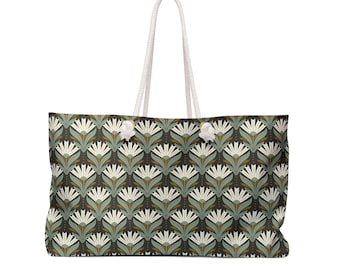 Mahjong Aufbewahrungstasche Large Tote Art Deco Blumenmuster Vintage Style Print