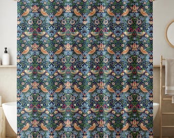 Cortina de ducha William Morris - Diseño de El ladrón de fresas - Envío desde EE. UU.