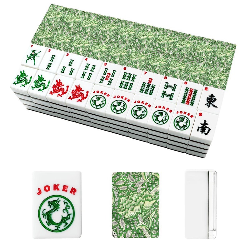 American Mahjong-plattset William Morris Windrush blommigt jugendmönster smaragdgrönt bild 4