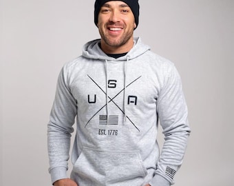 USA Hoodie, Hoodie, Hoodie, Hoodie und Hoodie, Hoodie mit amerikanische Flagge, EST 1776 Pullover, gemütliches Herbst Winter Unisex Weihnachtsgeschenk, Weihnachtsgeschenkidee