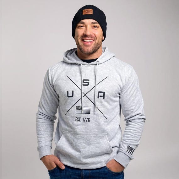 USA Hoodie, Men's Women's Patriotic Sweatshirt, American Flag