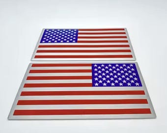 American Flag Decal: Red White Blue Metal Vinyl Sticker (5x3)