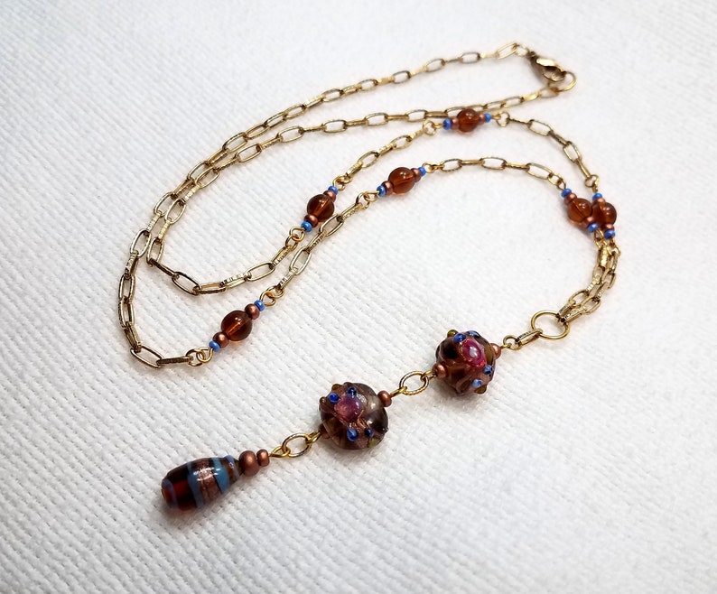 Boho Bead Cascade Y-Necklace - OOAK - Free Shipping within the U Boho Bead Cascade Y-Necklace - OOAK - Free Shipping within the U