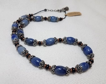 Blue Aventurine Beaded Necklace OOAK - Free Shipping within the U.S.