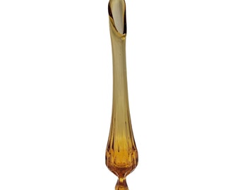 Vase Fenton en verre avec empreinte de pouce, miel et ambre, 33 cm de haut